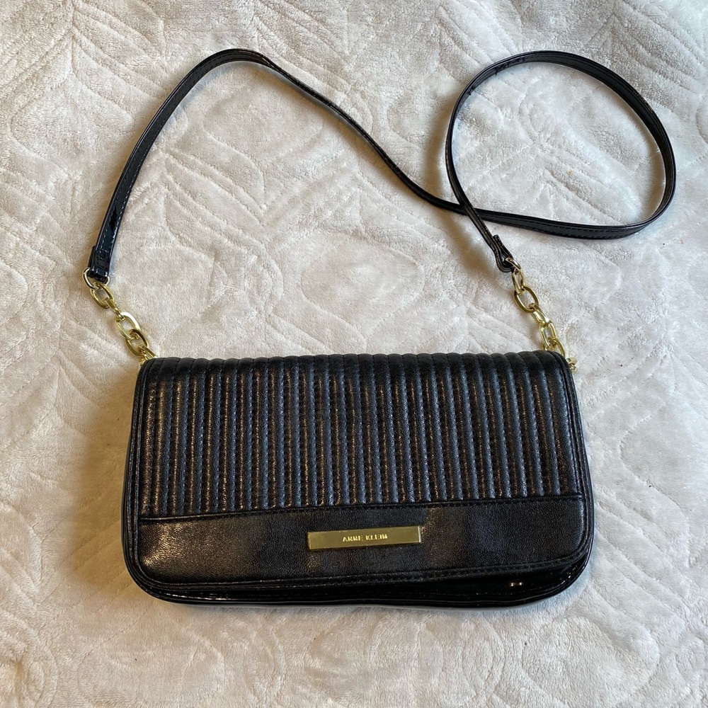 Anne Klein black midi crossbody purse.